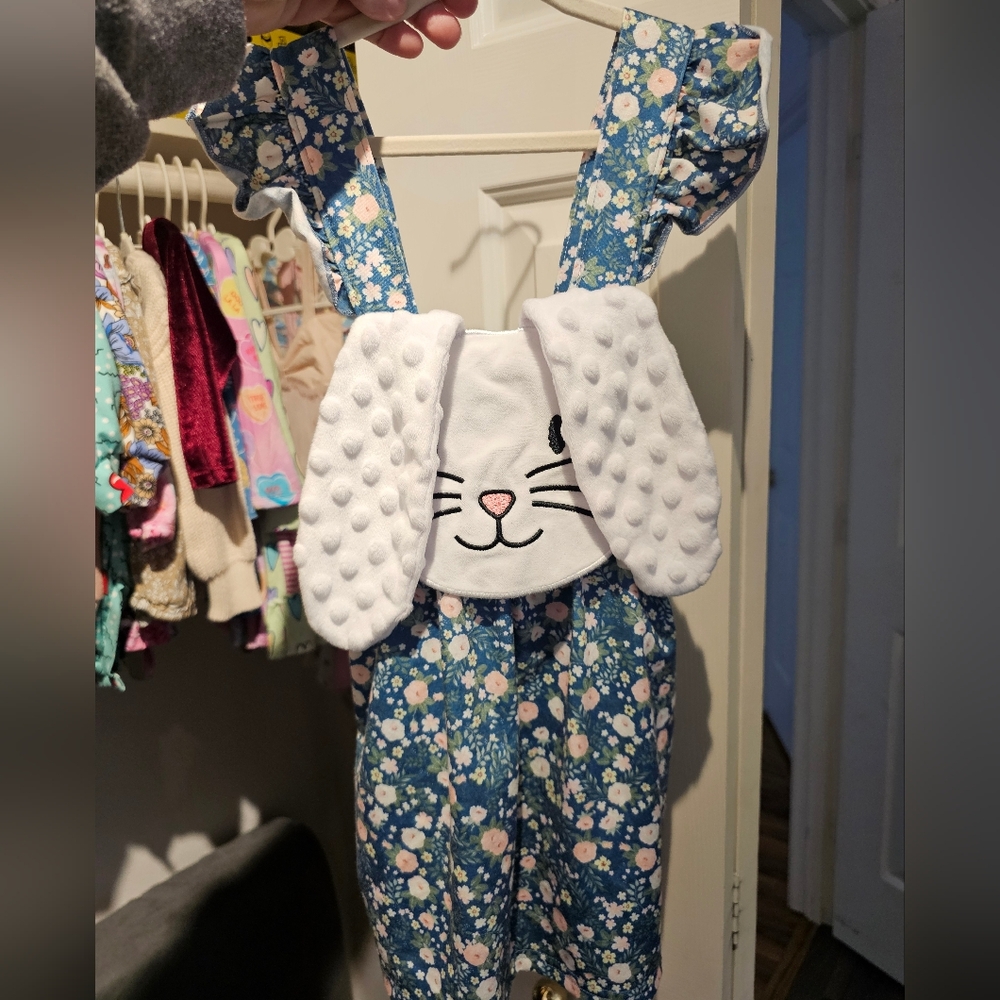 Floral Blue Bunny Abby & Evie Easter Dress